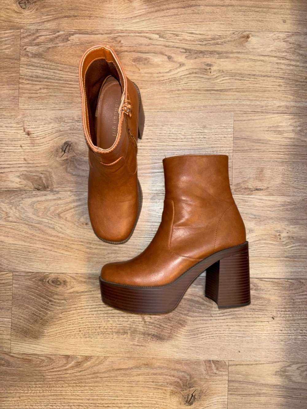 Grace Brown Platform Ankle Boots